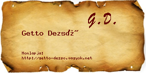 Getto Dezső névjegykártya